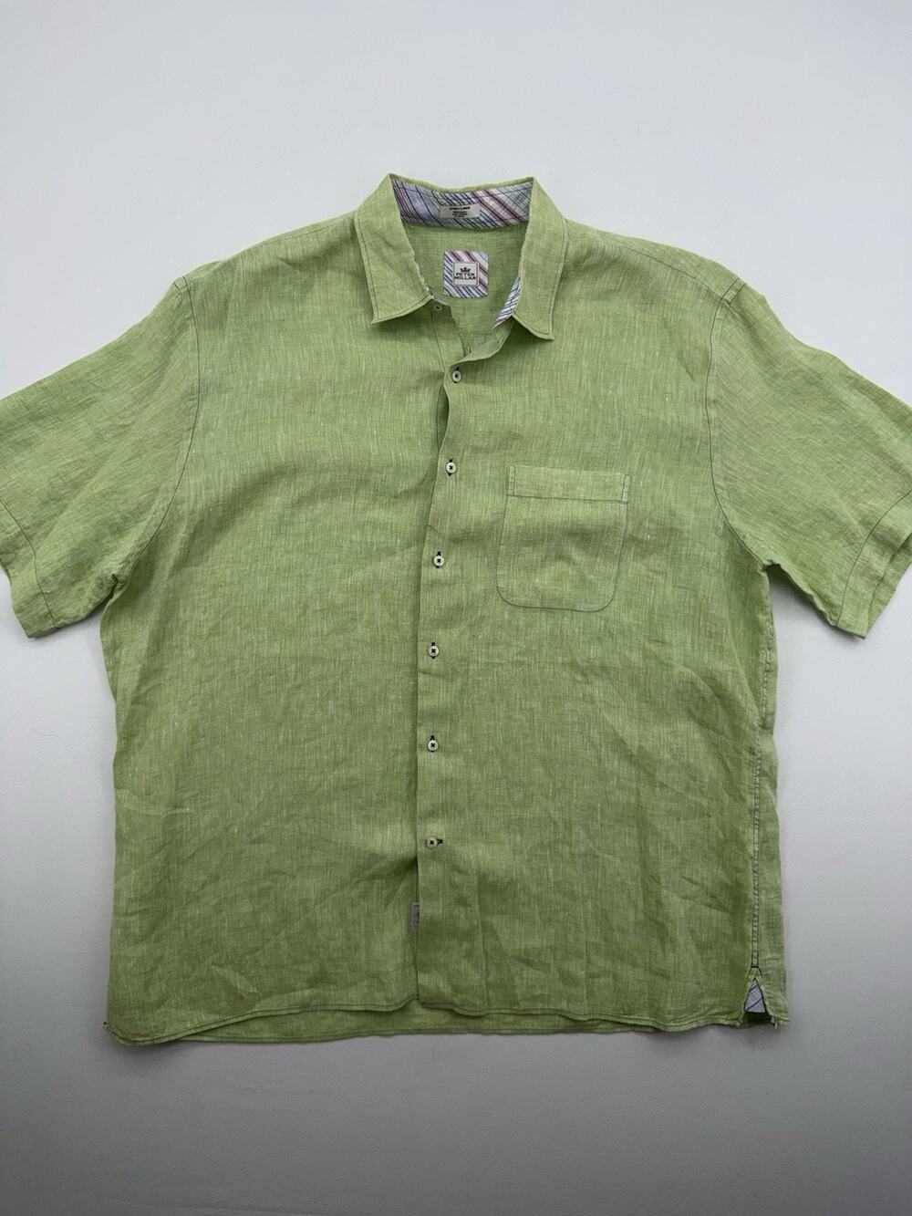 Peter Millar Coastal Garment Dyed Linen Shirt X Large Mens Cucumber Green